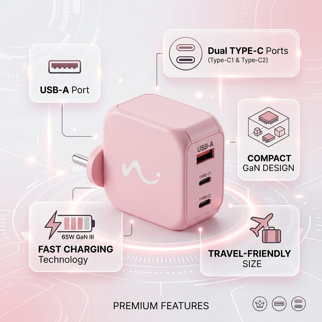 65W GAN III CHARGER - BBG pink